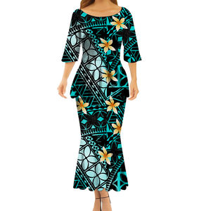Vrijetijdskleding Samoa Puletasi Polynesische Tribale Fiji Print Dames Plus Size 2-delige Puletasi Jurk Hot Selling Dames - Product Image 5