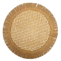 Napperon rond 38cm en papier naturel en raphia