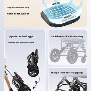 Yuqi fauteuil roulant pliant transfrontalier <span class=keywords><strong>Portable</strong></span> personnes âgées spécial léger prêt pour avion petite charrette à bras aide à la mobilité taille 1 - Product Image 3