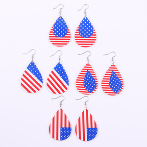 Pendientes con diseño de estrellas a rayas rojas, blancas y azules para el Día de la Independencia estadounidense, pendientes de acrílico para mujer. - Product Image 3