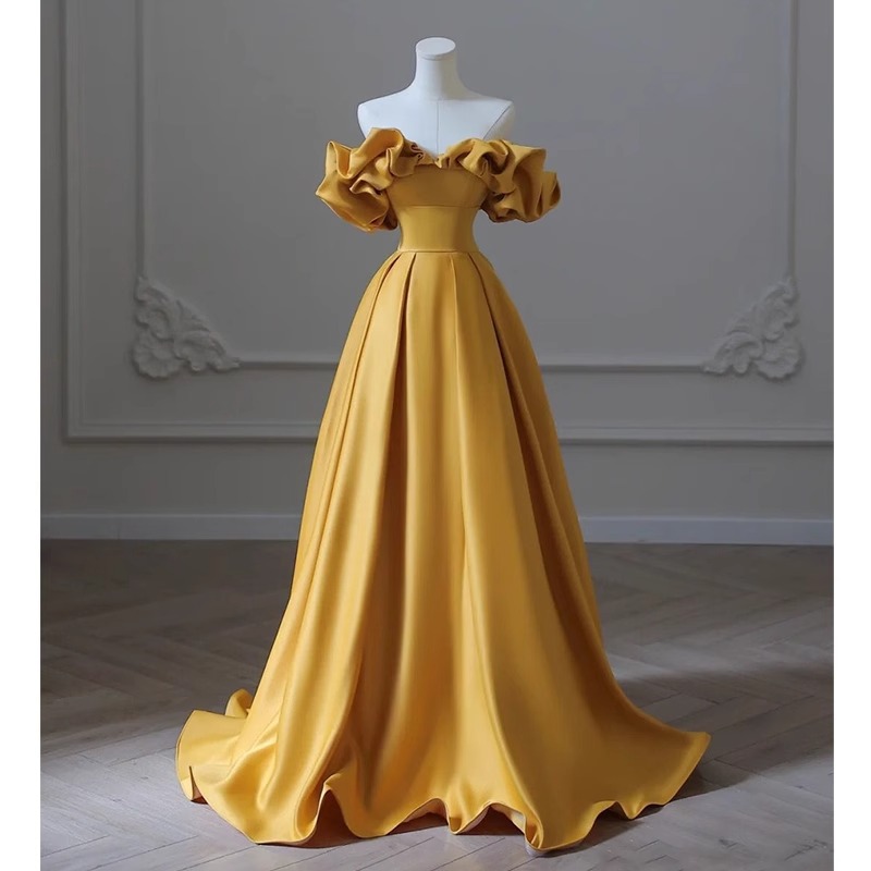 Elegant Simple Yellow Blue Women Prom Dress Off Shoulder Sleeveless Floor  Length High Quality Formal Occasion Party Female Gowns| Alibaba.com