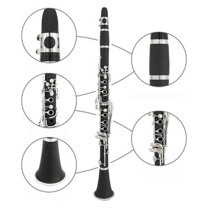 Clarinete Bb de 17 llaves, cuerpo de ABS, llaves niqueladas, conjunto de clarinete para estudiantes con estuche de transporte, instrumento musical para principiantes y escolares - Product Image 3