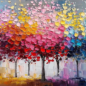 Gran 100% pintado a mano abstracto 3D cuchillo colorido árbol paisaje pintura <span class=keywords><strong>al</strong></span> óleo lienzo moderno hogar Decoración pared arte flor - Product Image 6