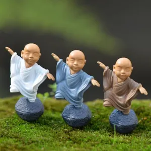 Decoración de mesa fengshui para el hogar, 4 diseños, 3 colores, figuras de pequeños bebés y monks, figuritas religiosos de resina marfil - Product Image 1