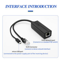 Divisor POE 48V/5V 2.4A/3.5A Micro USB 10/100/1000Mbps IEEE802.3af/at 15W para Hogar Inteligente, Cámara IP, Mini PC