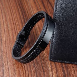 Bracelet en cuir PU personnalisable pour homme avec accessoires en acier inoxydable et logo – Offre promotionnelle - Product Image 2