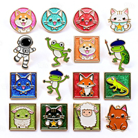 Badges personnalisés en alliage de zinc plaqué or, émail dur et doux, motif animal de dessin animé, avec paillettes, pour club, cadeau, vente en gros