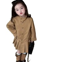Manteau trench plissé pour bébé fille, style coréen preppy, long et décontracté, pour l'automne