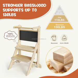 مقعد مطبخ مونتيسوري قابل للطي مقعد مساعد مطبخ قابل للطي للتعلم برج خشبي مقاعد للأطفال - Product Image 3