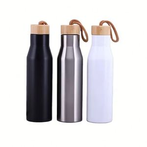 Nuevo Producto 2024 OEM, Botella de Agua de Acero Inoxidable 304 de Grado Alimenticio de 400 ml, Botella Deportiva Portátil con Aislamiento al Vacío y Tapa de Bambú - Product Image 3