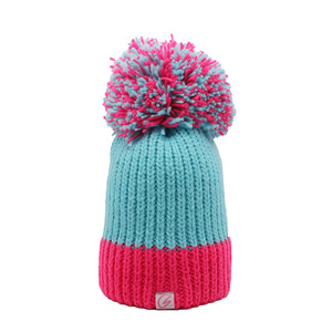 Gorros de Invierno Cálidos de Color Brillante Personalizados OEM, Gorro de Punto Acrílico 100% con Pompón Grande y Etiqueta Tejida con Logotipo - Product Image 3