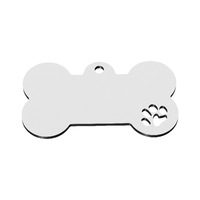 Plaque d'identification pour animaux de compagnie en métal vierge, plusieurs tailles, gravée au laser, en forme d'os, pour collier d'animal, accessoire quotidien, directement de l'usine