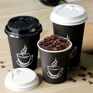 Wholesale 8/12/16oz <b>Disposable</b> Hot Drink Coffee Juice Bubble Tea Paper <b>Cups</b> Custom Paper <b>Cup</b> with Lids - Product Image 2