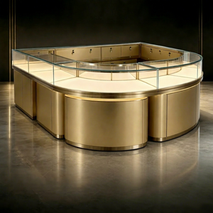 Diseño Interior de Joyería de Lujo en Acero Inoxidable con Vitrina de Vidrio LED, Muebles Personalizados para Tienda de Joyería - Product Image 1