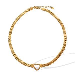 Collar de cadena cubana en forma de corazón, oro, plata, aleación de zinc, joyería de moda para fiesta, collar para mujer XL93 - Product Image 5