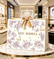 Sac fourre-tout en papier de luxe floral, créatif, durable et écologique, avec poignées en ruban, option logo personnalisé pour cadeaux de mariage Qixi
