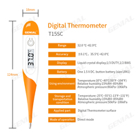 Termometer Oral Elektrik T15SC untuk Penggunaan di Rumah dan Rumah Sakit, Termometer Klinis Digital LCD Fleksibel, Bersertifikasi CE, Garansi 5 Tahun