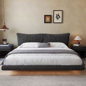 Tête de lit de lit double de style princesse européenne en cuir blanc, design moderne, mobilier de chambre durable pour filles - Product Image 1