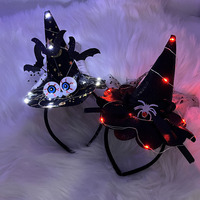 Lumineux Sorcière LED Light up Chapeau Méchant Sorcière Bandeau avec Araignée Halloween Cheveux Accessoires Cosplay Props En Plastique