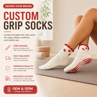 Chaussettes de Pilates de luxe pour studio, antidérapantes, personnalisées, en jacquard étoilé, avec bord festonné, pour femmes