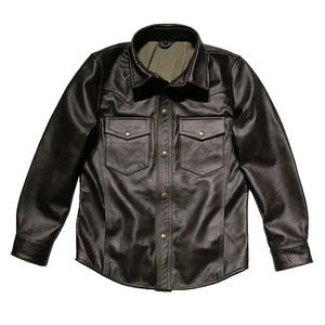 เสื้อผ้าบุรุษฤดูหนาว แขนยาว ปกพับได้ สไตล์ซาฟารี ทำจากหนังวัวแท้ 100% คุณภาพสูง ผลิตตามสั่ง - Product Image 1