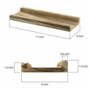 Set di 2 scaffali galleggianti in <span class=keywords><strong>legno</strong></span> <span class=keywords><strong>rustico</strong></span> per uso ufficio cucina da bagno - Product Image 3