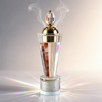 Brûleur d'encens en cristal K9 style trophée, base en diamant écrasé, calice en métal doré, support d'aromathérapie pour la décoration intérieure
