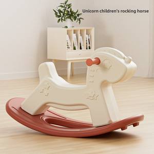 Caballo balancín de plástico para niños, regalo de primer cumpleaños para bebés, juguete de montar de doble uso, animales de juguete para montar - Product Image 3