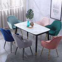 Fauteuil confortable Restaurant moderne velours chaise d'appoint Beige maison salon coussin chaises de salle à manger avec pieds en métal doré