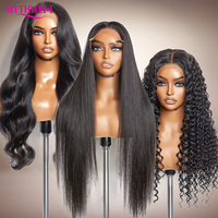 Perruque Lace Front HD Transparente 13x4 en Dentelle Suisse, Cheveux Humains Bruts Vierge Brésiliens 100%, Sans Colle, pour Femmes Noires