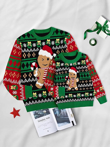 Personalized Family <strong>Couples</strong> and Kids Knitted Pullover Ugly <strong>Christmas</strong> Sweater Ginger Man Jacquard <strong>Christmas</strong> <strong>Jumper</strong> - Product Image 4