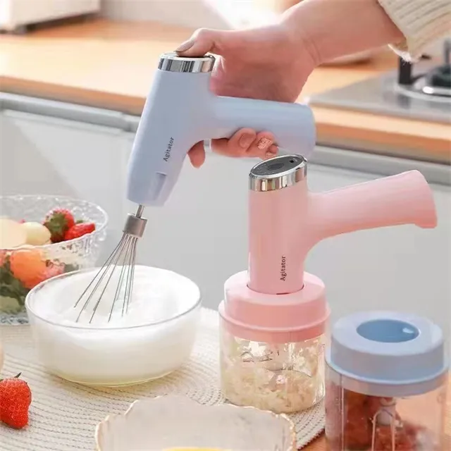 J751 Multi-function Kitchen Hand Held 3 in 1 USB Electric Egg Beater Automatic Food Blender Garlic Meat Grinder Egg Mixer