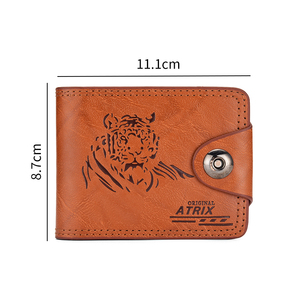 2026 Nhà Máy Bán Buôn Kinh Doanh Gấp Ba Biểu Tượng Tùy Chỉnh Da Ví Với Đa Thẻ Khóa Từ Của Nam Giới Ngắn Mỏng Ví - Product Image 3