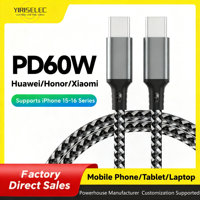 Cable de Carga Rápida Doble Tipo-C PD de 60W con Cubierta de Aleación de Aluminio y Revestimiento de Malla para iOS y Teléfonos Móviles