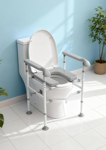 Siège de toilette surélevé réglable en hauteur avec poignées et coussin, équipement d'aide à la sécurité pour la salle de bain, pour personnes âgées et adultes handicapés - Product Image 2