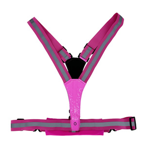 Khả năng hiển thị cao USB có thu phí chạy phản quang LED ánh sáng vest với túi điện thoại LED nhấp nháy an toàn Vest Ngoài trời Túi - Product Image 4