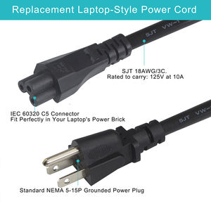 Fabrika doğrudan abd 18AWG 16AWG listelenen AC kablosu abd C5 bilgisayar buzdolabı güç kablosu Splitter çıkış tasarrufu - Product Image 6
