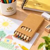 Ensemble de crayons de couleur de poche, 6 pièces, 88 mm, bois naturel, pré-affûtés, fourniture en vrac, emballage cadeau, crayons de couleur miniatures pour le dessin et le coloriage en voyage