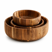 Bol en bois d'acacia massif empilable et écologique, rond, pour servir des fruits et des salades, idéal pour les restaurants et la maison