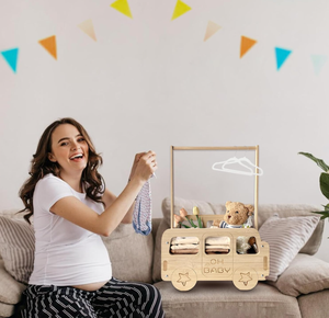 Cestino Baby Shower in bambù armadio a forma di autobus Baby Shower con manico - Product Image 4