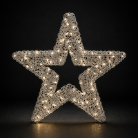 Étoile de Noël en fil d'aluminium enveloppé de fer avec guirlande lumineuse LED blanc chaud, motif étoile 3D pour décoration intérieure de fenêtre