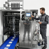 Machine d'emballage automatique multi-voies à scellage 4 côtés pour granulés, contrôle PLC, en acier inoxydable 304