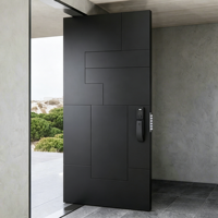 Porte d'entrée extérieure en acier de luxe haut de gamme, porte blindée résidentielle moderne, porte pivotante en bois massif pour maison