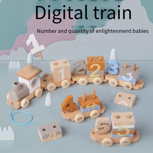 Jeu de blocs numériques en <span class=keywords><strong>bois</strong></span> Montessori, <span class=keywords><strong>train</strong></span> de colonnes de comptage mathématiques, jouet éducatif pour l'apprentissage précoce des tout-petits, blocs de construction StarQmi - Product Image 2