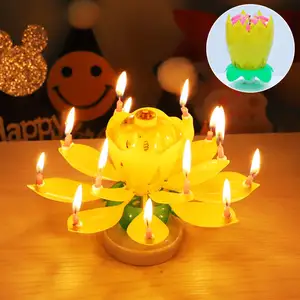 Huaming Happy Candle Rainbow Cake Party Musical Girl Molds Wholesale Bulk Music Machine Making Colour Flower Birthday Candles