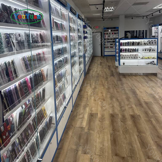 Retail Fixtures Wholesale Factory Supply Locking Retail Display Cabinets and Showcase Wall Cabinet for Mobile Phone Shop