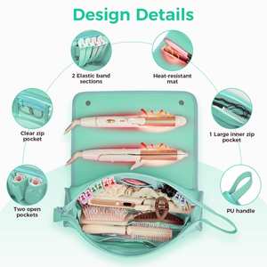 Heat-Resistant Multi-Pocket Stylish 2-in-1 Hair Tool Bag Tidy Hair Styling Tools and Makeup Essentials - Product Image 5