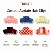 Pince à cheveux tendance 9 cm à rayures, pince requin, pince à queue de cheval, barrette élégante et polyvalente à carreaux effet écaille de tortue pour femme