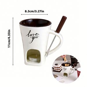 Taza de Cerámica Personalizada para Fondue, Mini Kit para Hacer Chocolate, Queso o Helado con Tenedores - Product Image 2