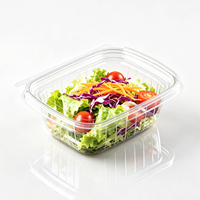 Tamper evident wegwerp voedselcontainer van transparant PET met scharnierend deksel en breekbare verzegeling, groothandel voor afhaalmaaltijden